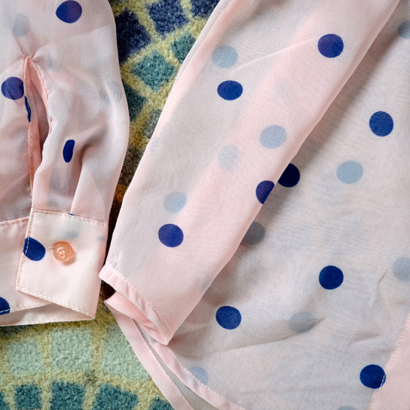 Blush/ Navy Polka Dot Blouse by Garage Size XS - Picture 5 of 8